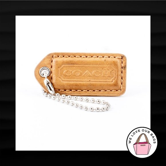 2" Medium COACH TAN BROWN LEATHER KEY FOB BAG CHARM KEYCHAIN HANGTAG TAG - Picture 1 of 2